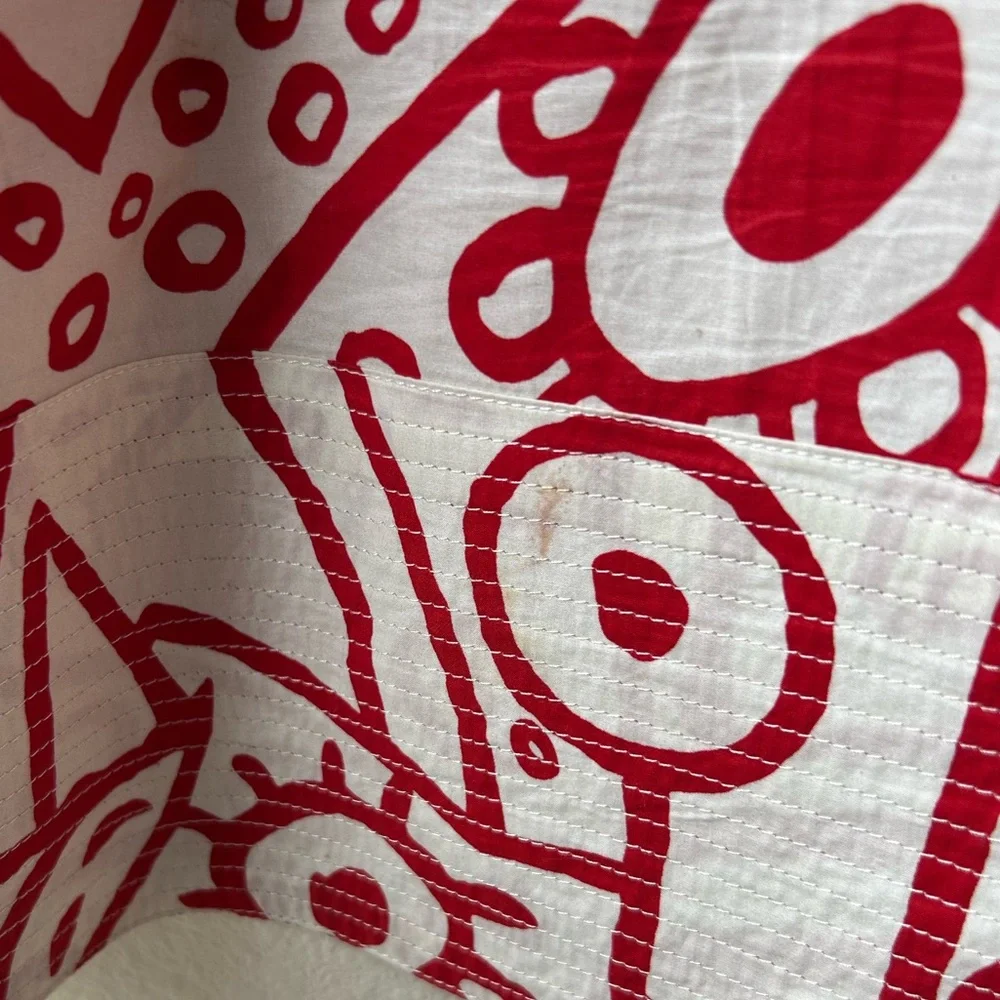 COLVILLE Red White Kitchen Dinner Abstract printed cotton-poplin midi dress Sz 6